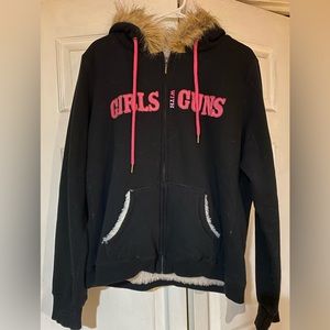 Girls With Guns Sherpa Lined Hoodie EUC